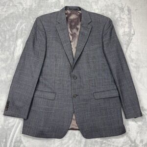 Lauren Ralph Lauren Blazer Jacket Mens 48 Gray Plaid Notch Lapel Single Breasted